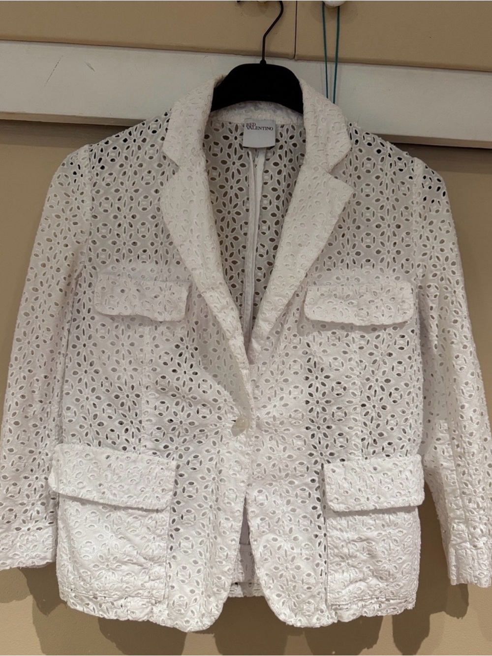 Valentino White Eyelet Cotton Blazer